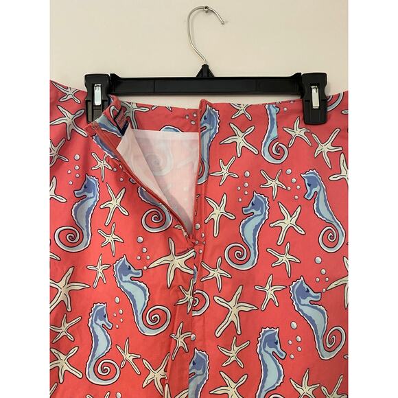 Vineyard Vines Seahorse Starfish Mini Preppy Skirt Pink Coral Blue EUC Vintage 6 - Picture 6 of 8